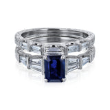 Kobelli Blue Sapphire & White Diamond Vintage Style Ring