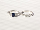 Kobelli Blue Sapphire & White Diamond Vintage Style Ring