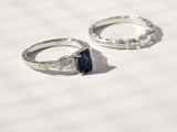 Kobelli Blue Sapphire & White Diamond Vintage Style Ring