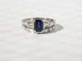 Kobelli Blue Sapphire & White Diamond Vintage Style Ring