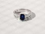 Kobelli Blue Sapphire & White Diamond Vintage Style Ring
