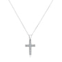 Classic Diamond Lined Cross in White Gold