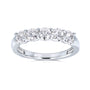 row of five round stones on white gold band
