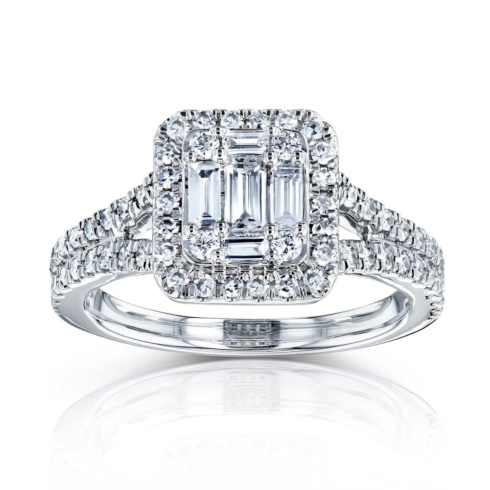 0.75 Carat Natural Diamond Cluster Split Ring