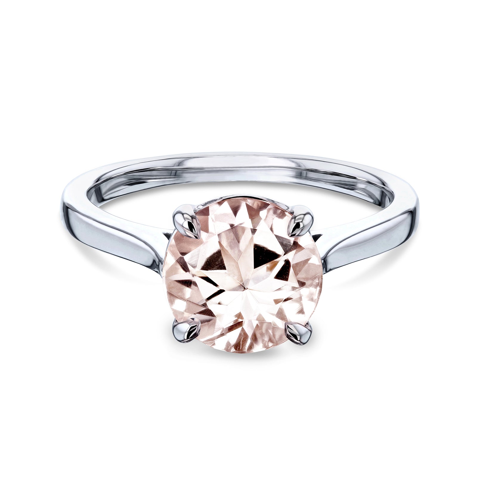 Kobelli 8mm Morganite Pink Gemstone Solitaire Taper Shank Ring in 