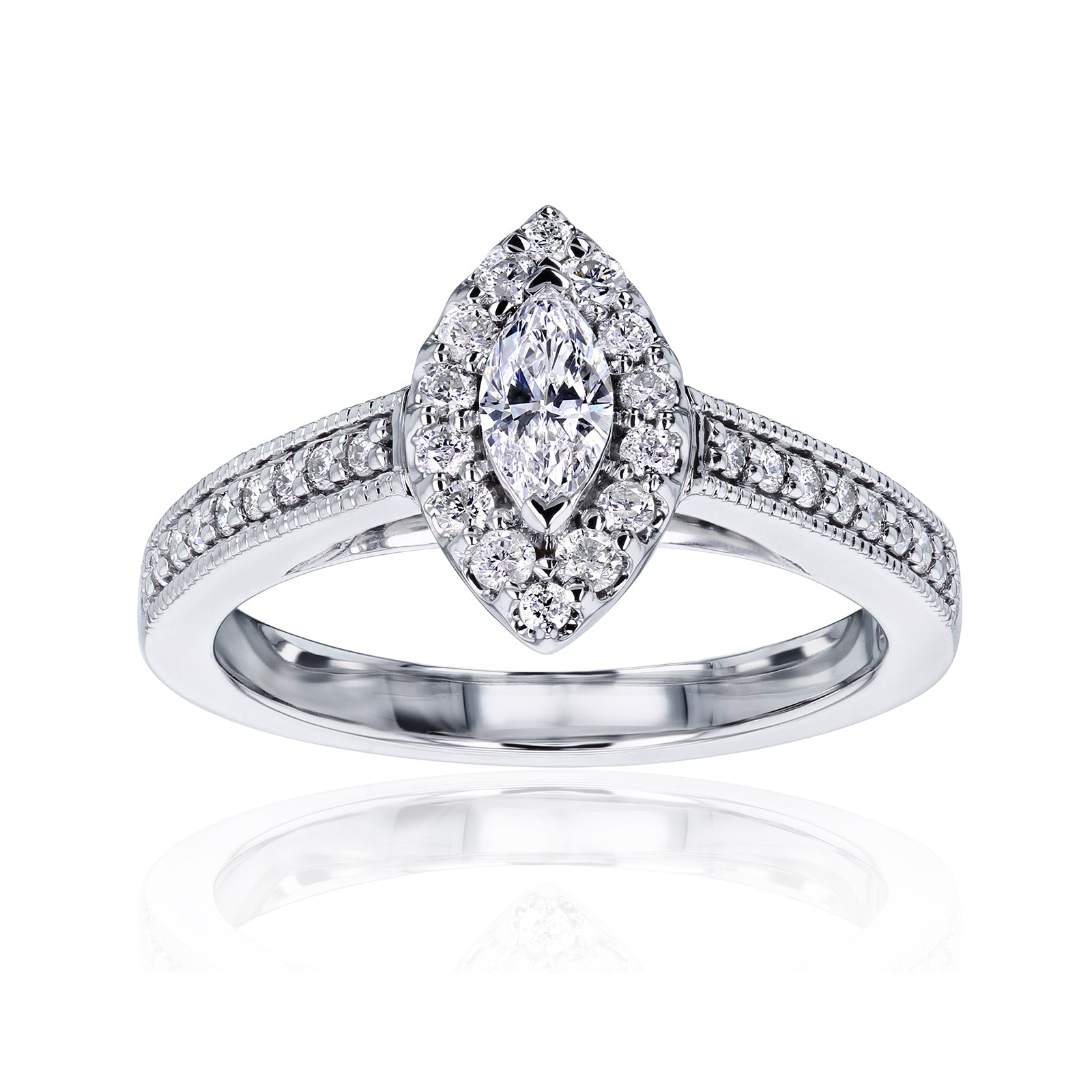 Natural Diamond Marquise Halo Ring