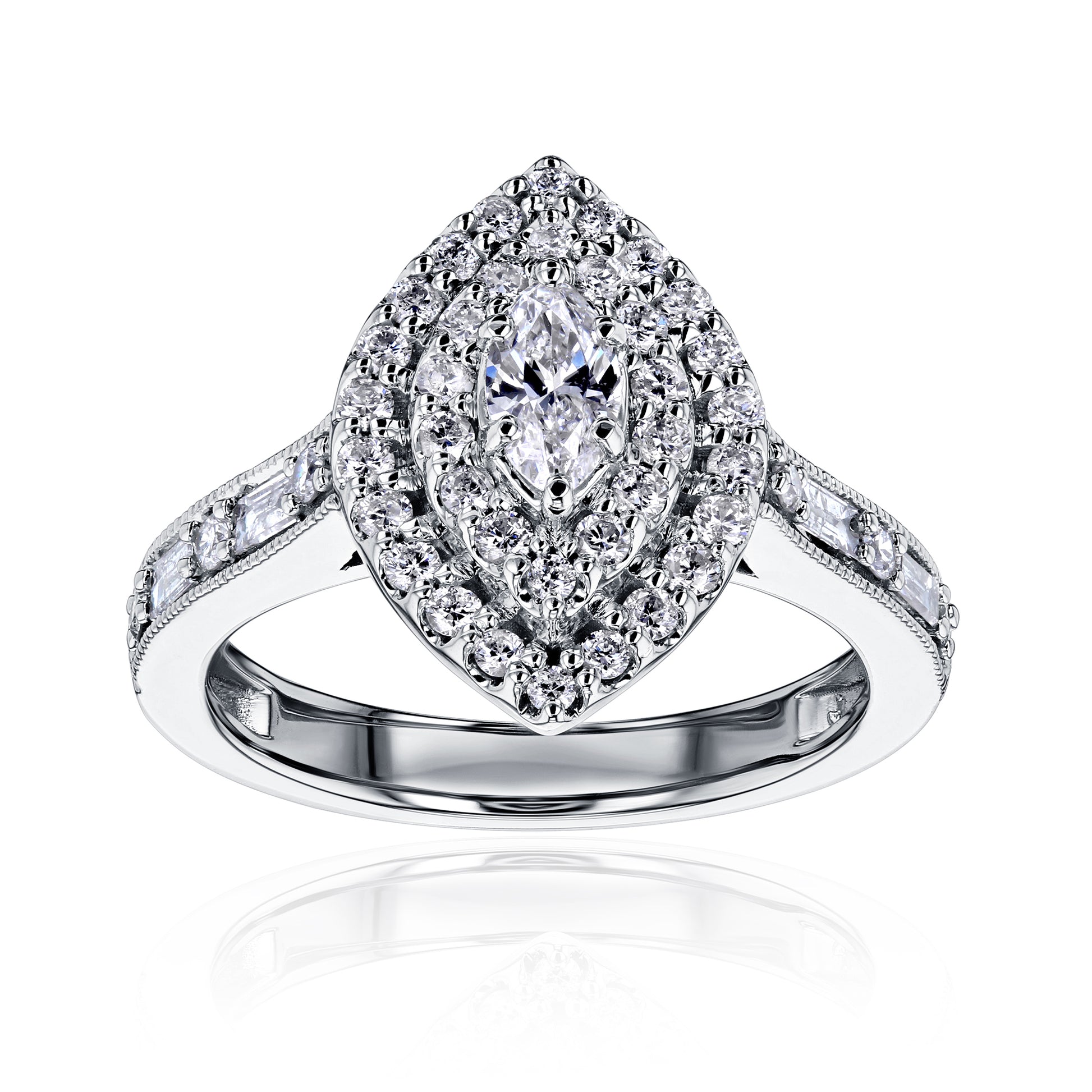 0.75 Carat Natural Diamond Marquise Daisy Ring