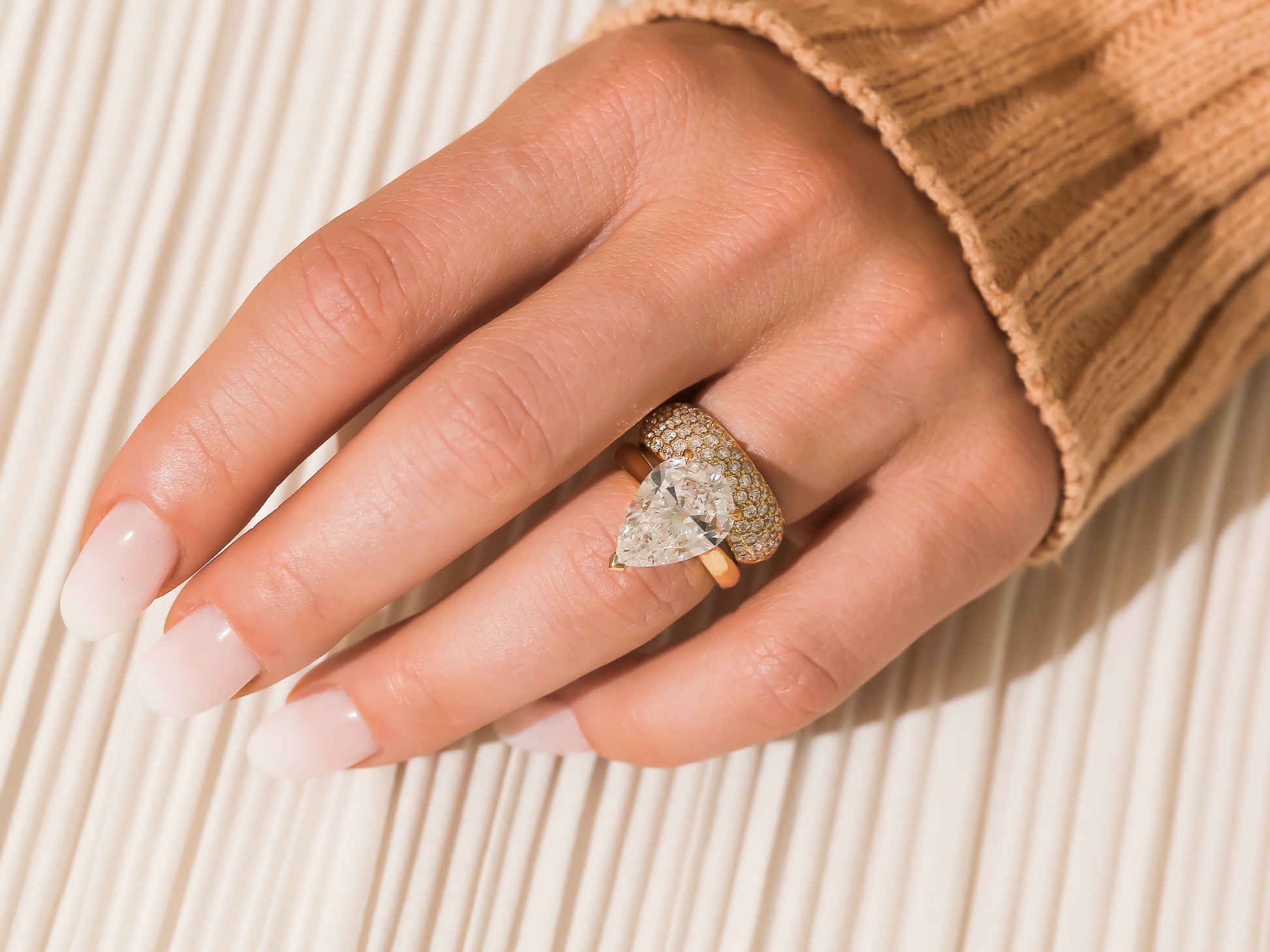 Pairing the Diamond Puff Band to the 5.84 Carat Natural Diamond Ritz Ring