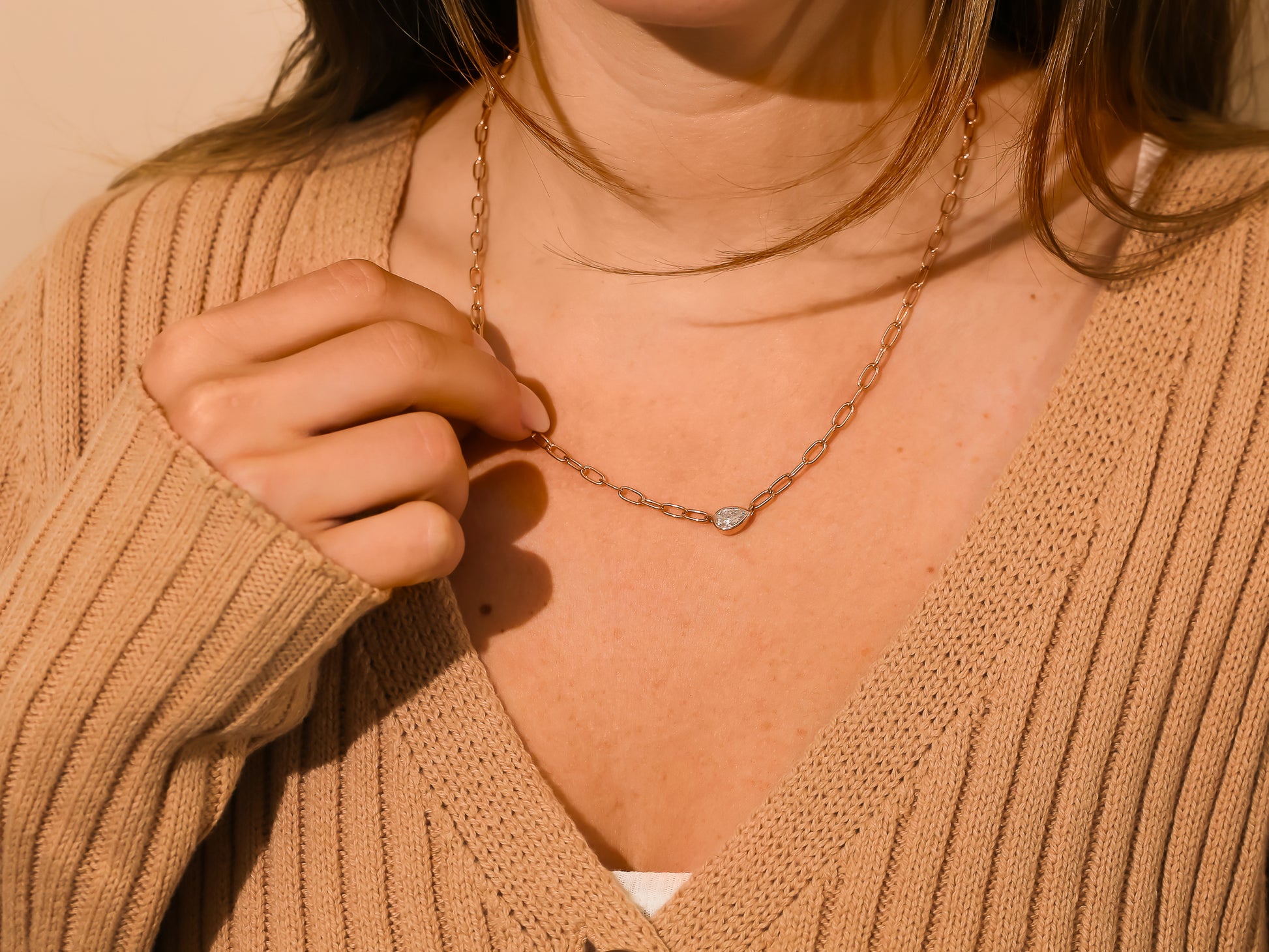 0.76 Carat Natural Diamond Paperclip Aurea Necklace