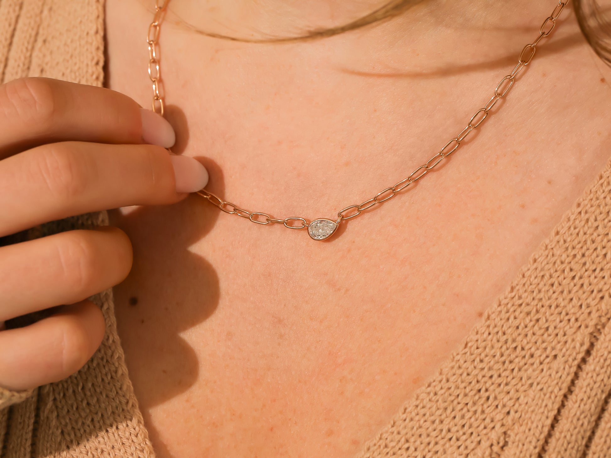 0.76 Carat Natural Diamond Paperclip Aurea Necklace