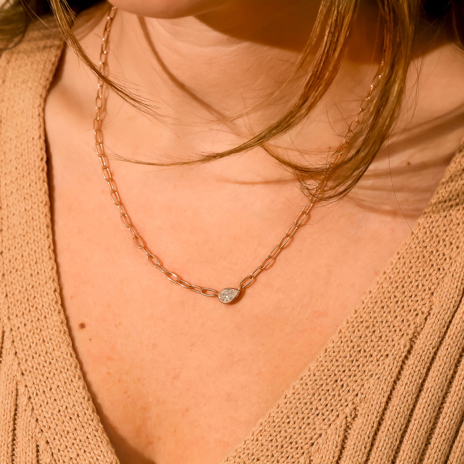 0.76 Carat Natural Diamond Paperclip Aurea Necklace