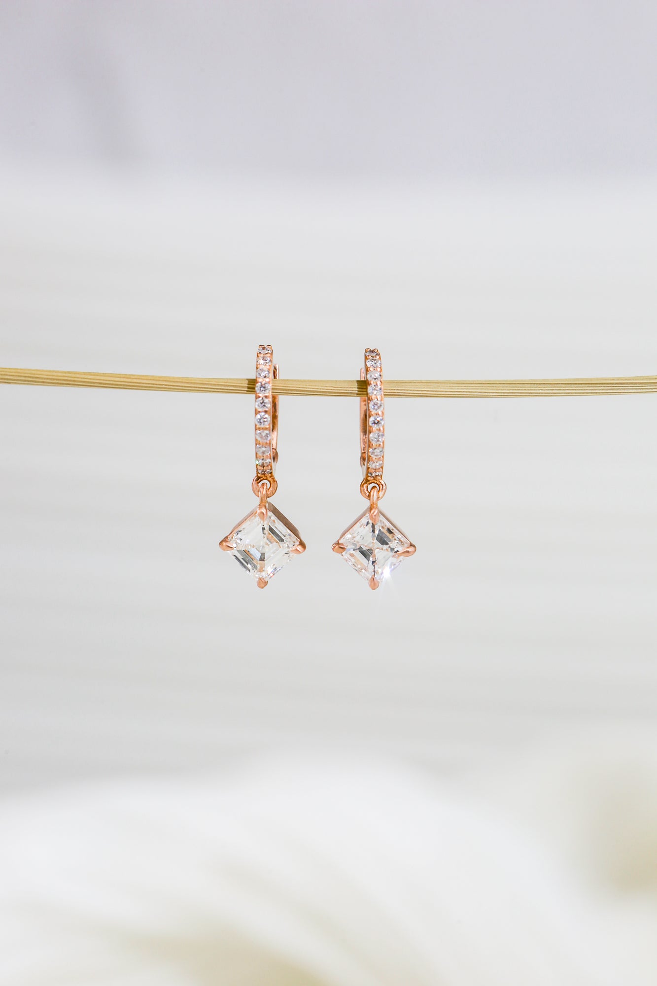 Asscher Kite Rose Earrings