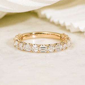 Kobelli's Coco Ring - lab grown diamond lined with alternating Asscher and emerald shapes