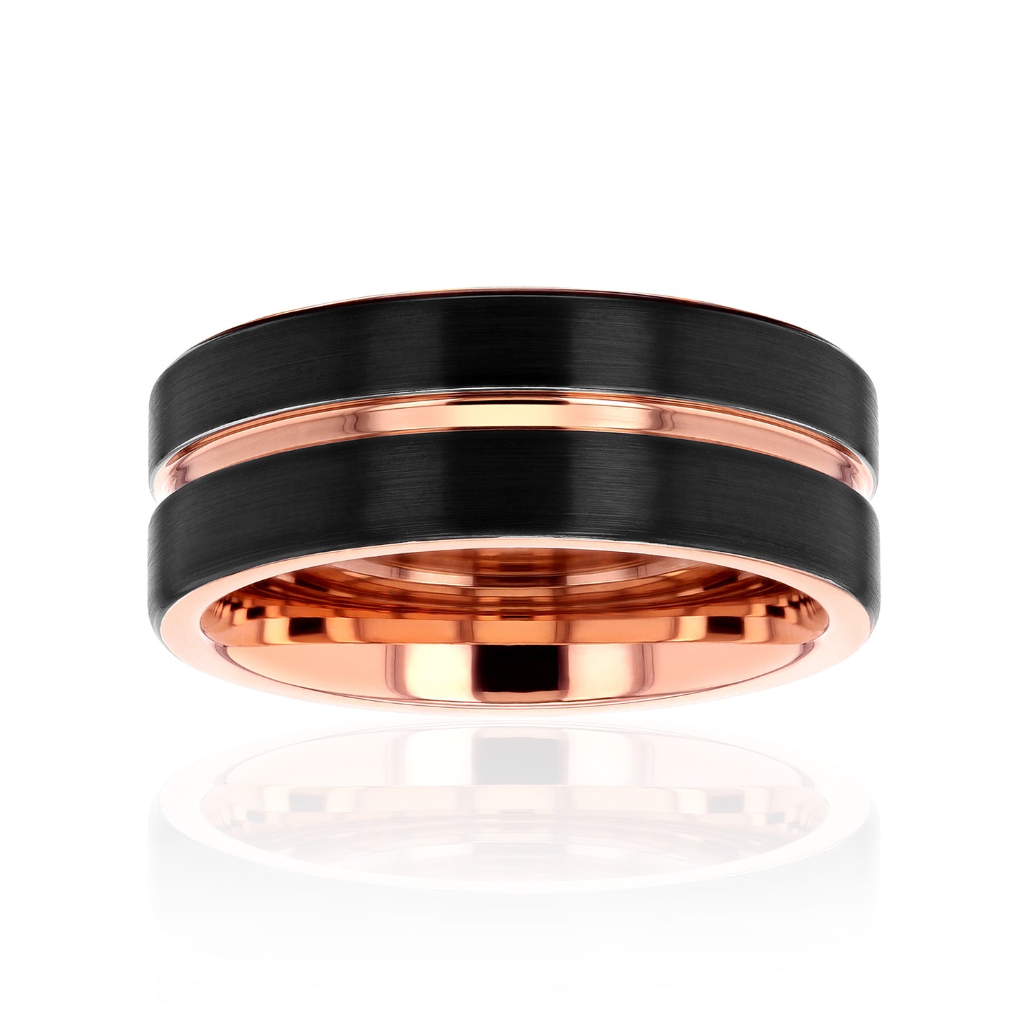 8mm Grooved Black & Rose Liam Ring