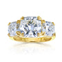 3-stone cushion ring in lab grown diamonds and yellow gold