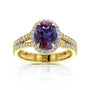 2.9 Carat Alexandrite and Diamond Halo Aurora Ring in Yellow Gold