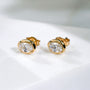0.66 Carat Lab Grown Diamond Oval Chubby Bezel Studs