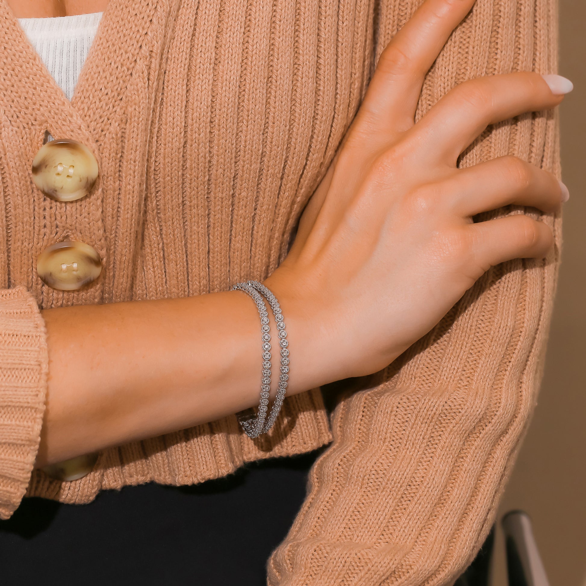 1.3 Carat Lab Grown Diamond Tennis Athena Double Strand Bracelet