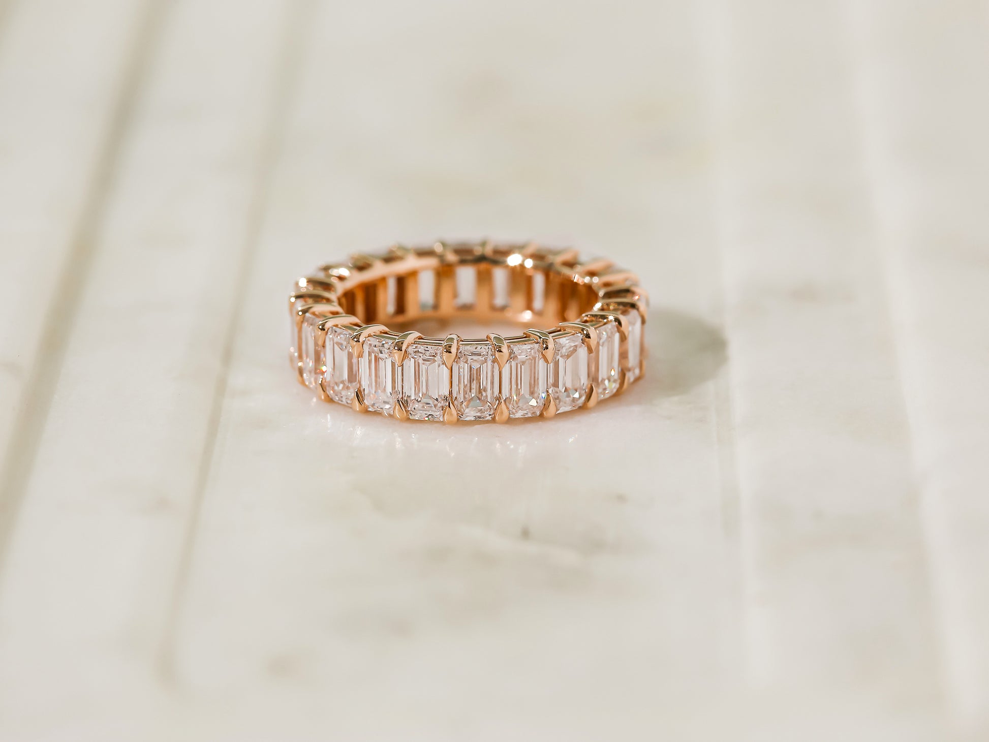 Lab Grown Diamond Eternity Endless Emerald Ring