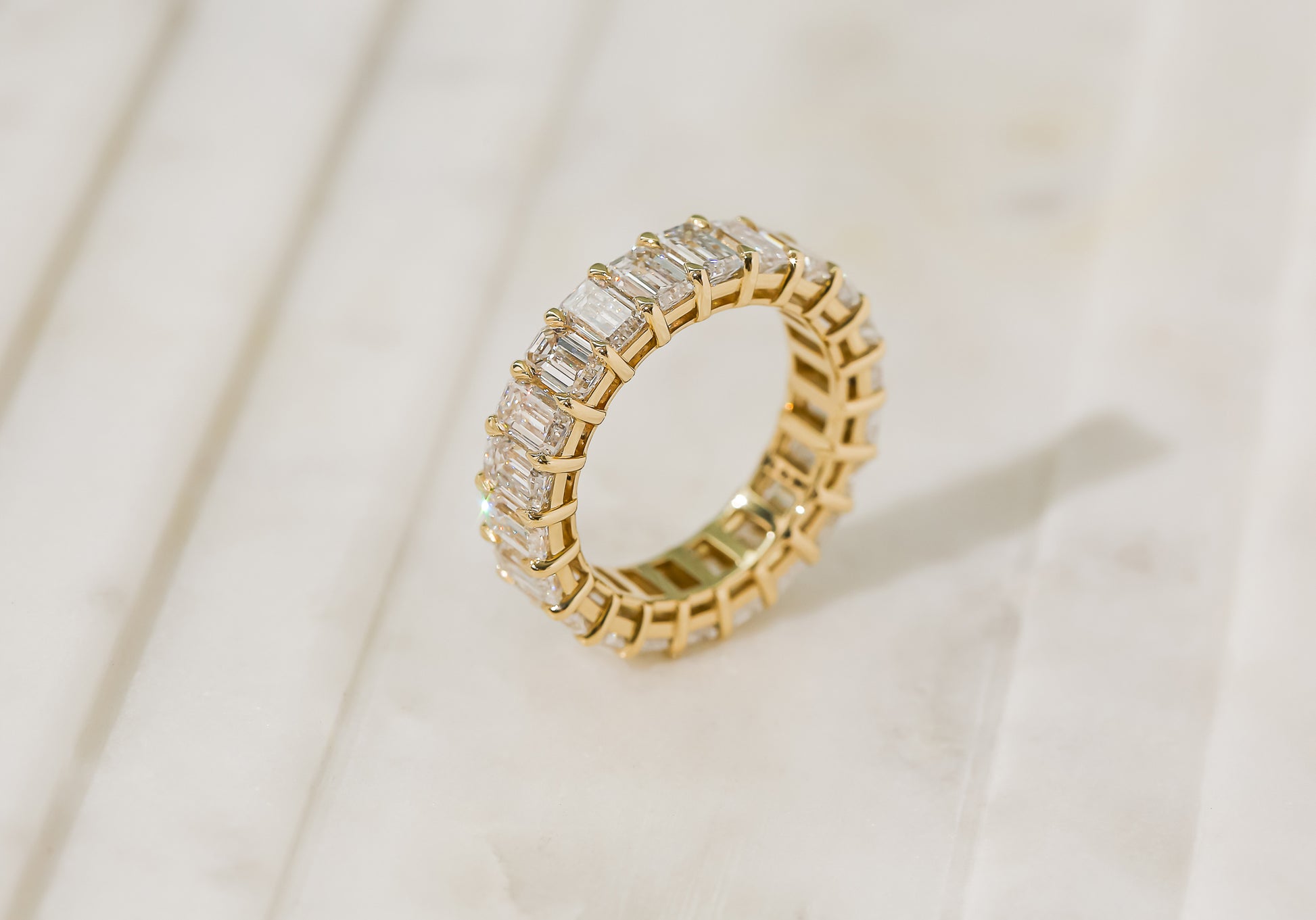 Lab Grown Diamond Eternity Endless Emerald Ring