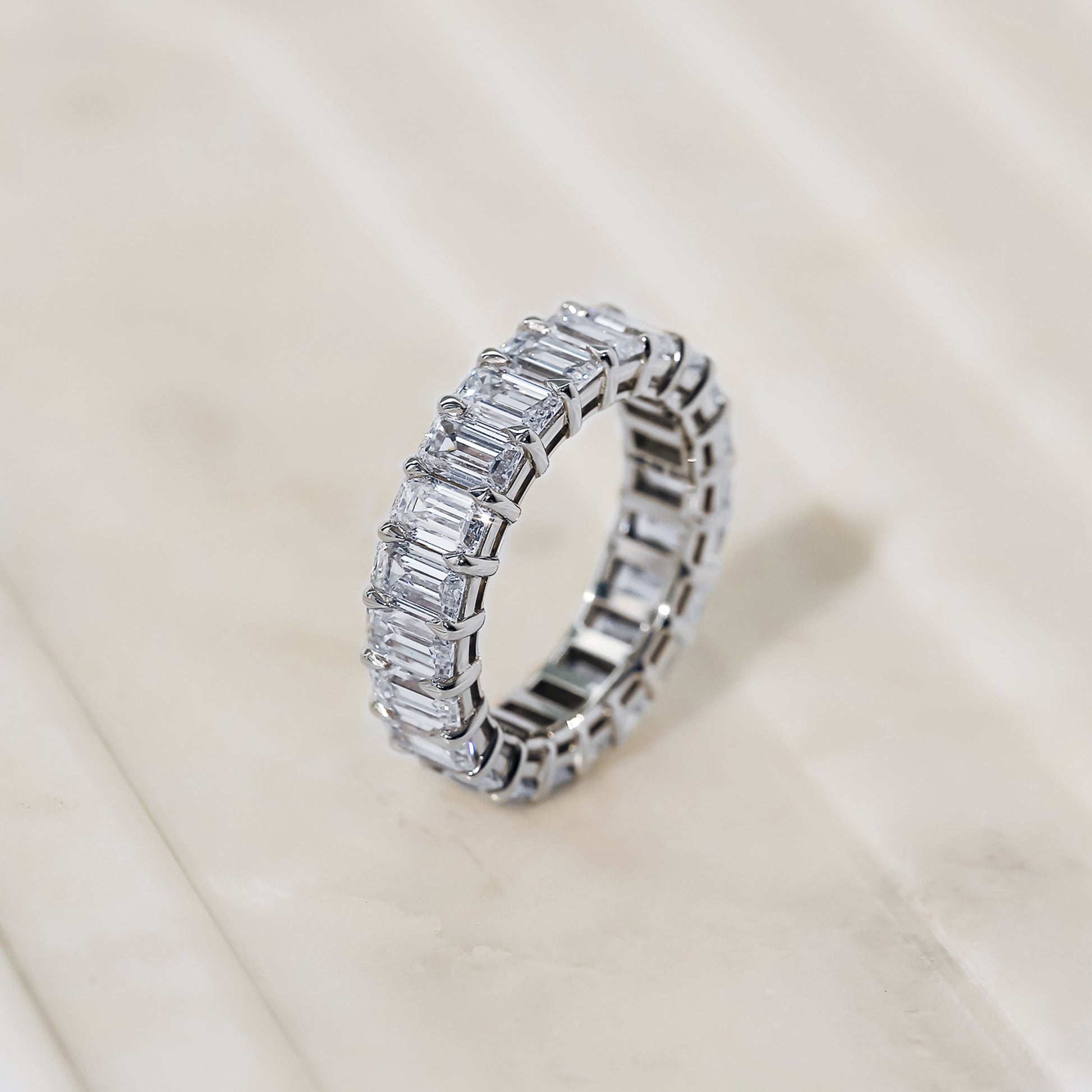 Lab Grown Diamond Eternity Endless Emerald Ring