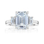 5.1 Carat Emerald Diamond Three Stone Ring in White Gold