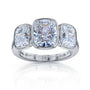 Croft ring in white gold - 3-stone elongated cushion diamonds bezel-set engagement ring