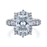 4.5 Carat Lab Grown Diamond Rococo Halo Vintage Style Engagement Ring in 14k White Gold