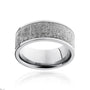wide men's ring with smooth sleeve and textured surface