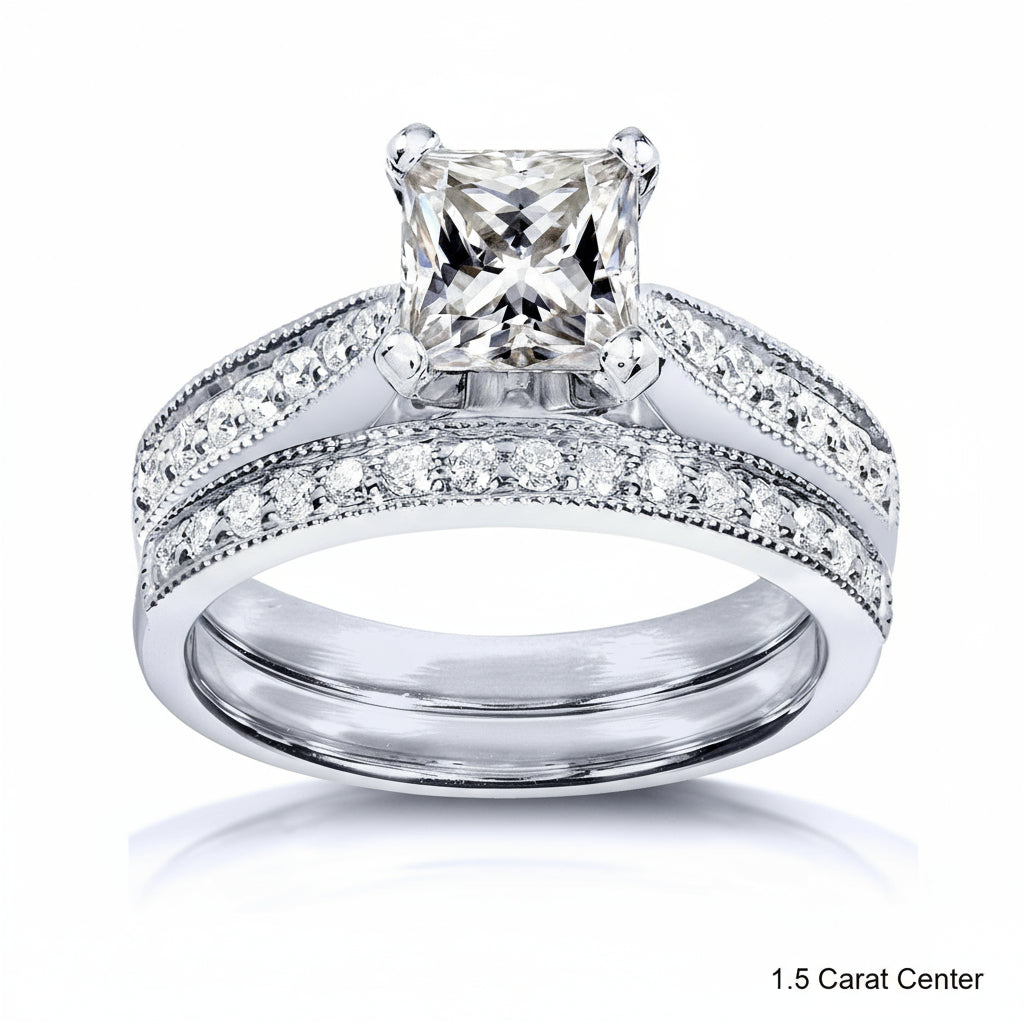 1.8 Carat Moissanite Princess Sophie Bridal Set