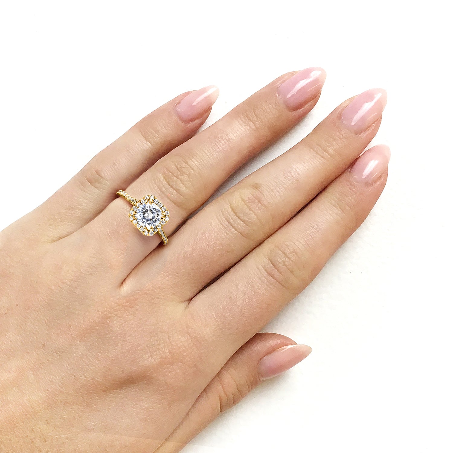 1.4 Carat Moissanite Square Halo Ring
