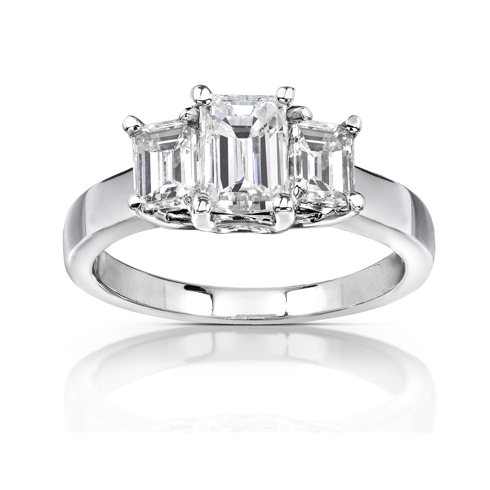 3 stone emerald cut engagement rings