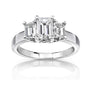 1.6 Carat Moissanite Emerald Plain Band 3-Stone Ring