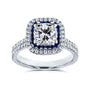 2 Carat Moissanite Sapphire Trim Halo Ring