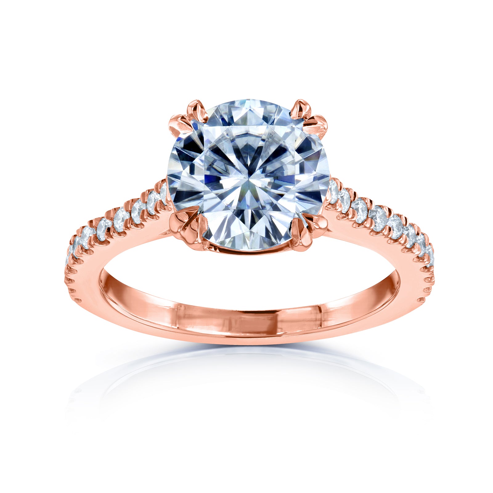 2.15 Carat Moissanite Peek-a-boo Cathedral Ring
