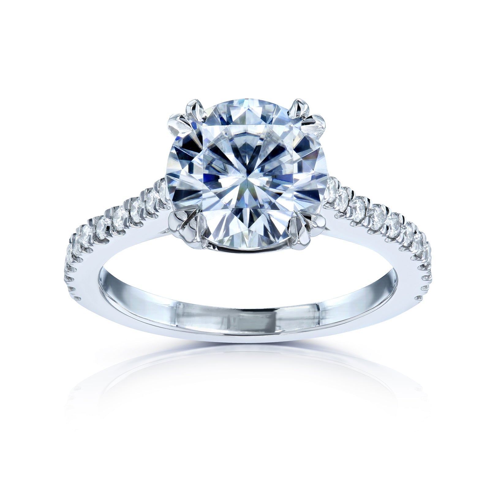 2.15 Carat Moissanite Peek-a-boo Cathedral Ring