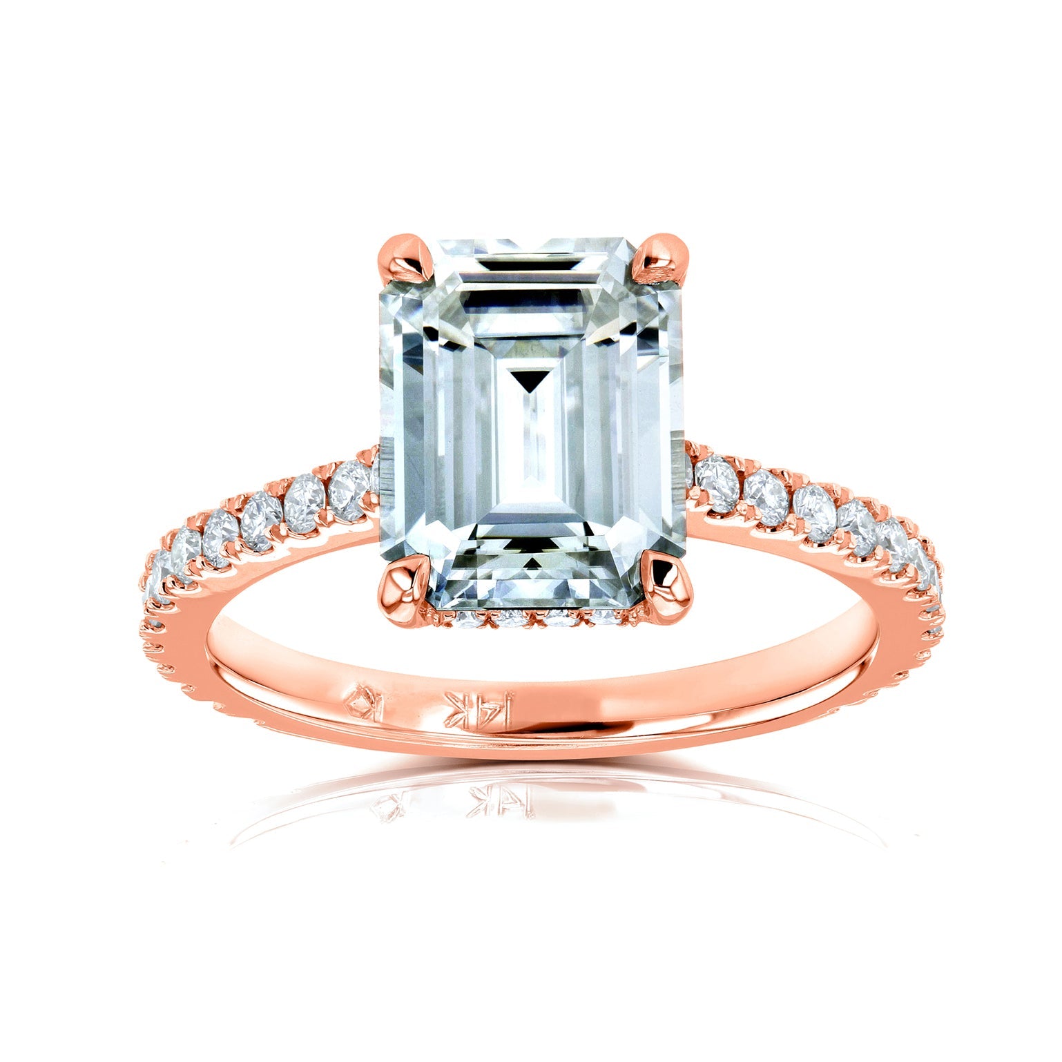Kobelli 2.85 Carat Moissanite Emerald Drop Halo Tully Ring