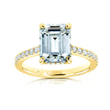 2.85 Carat Moissanite Emerald Drop Halo Ring