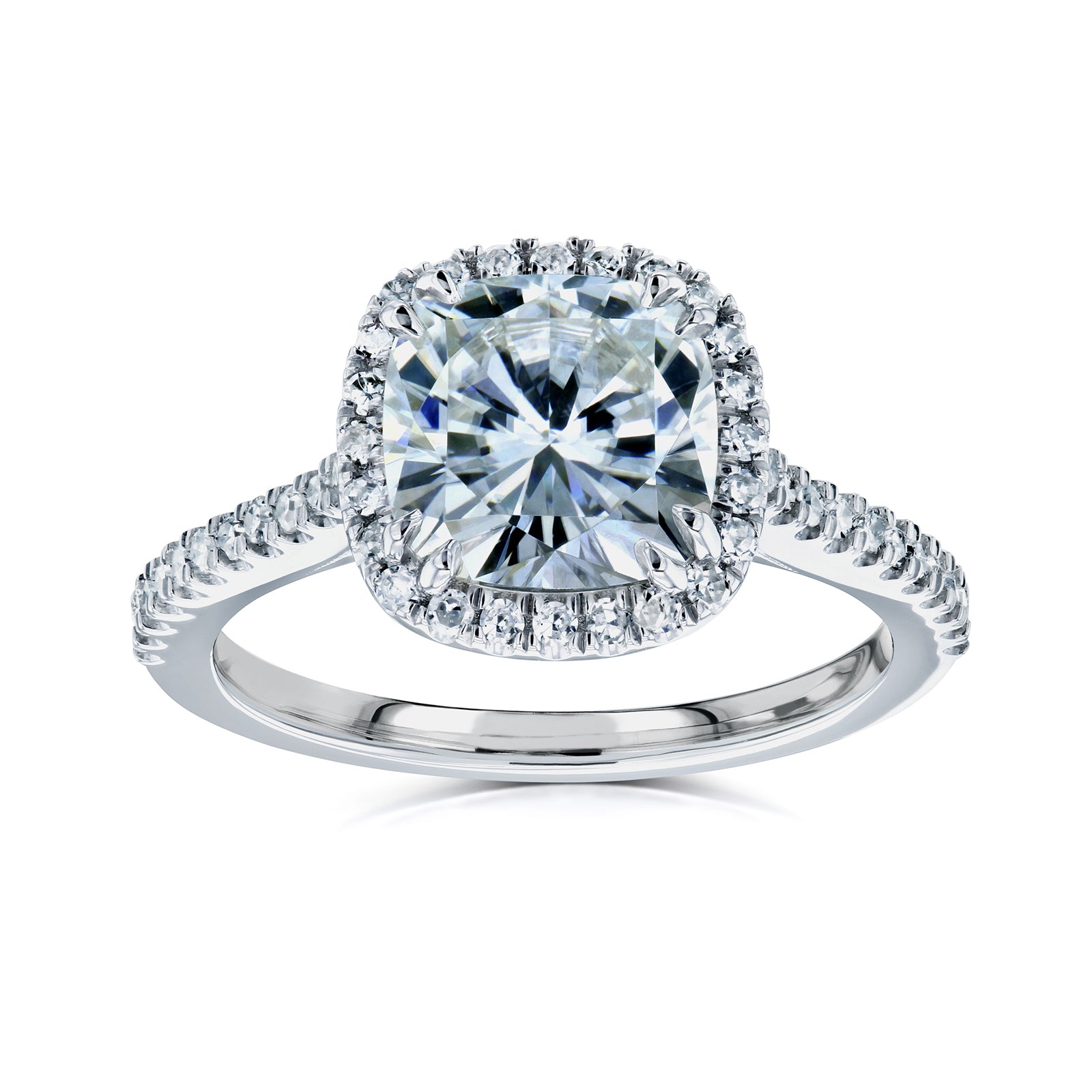 cushion halo engagement ring in white gold