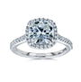 cushion halo engagement ring in white gold