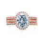 Oval brilliant-cut halo 3-piece bridal set in 14k rose gold
