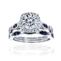 Round Halo Sapphire Scallop Bridal Set