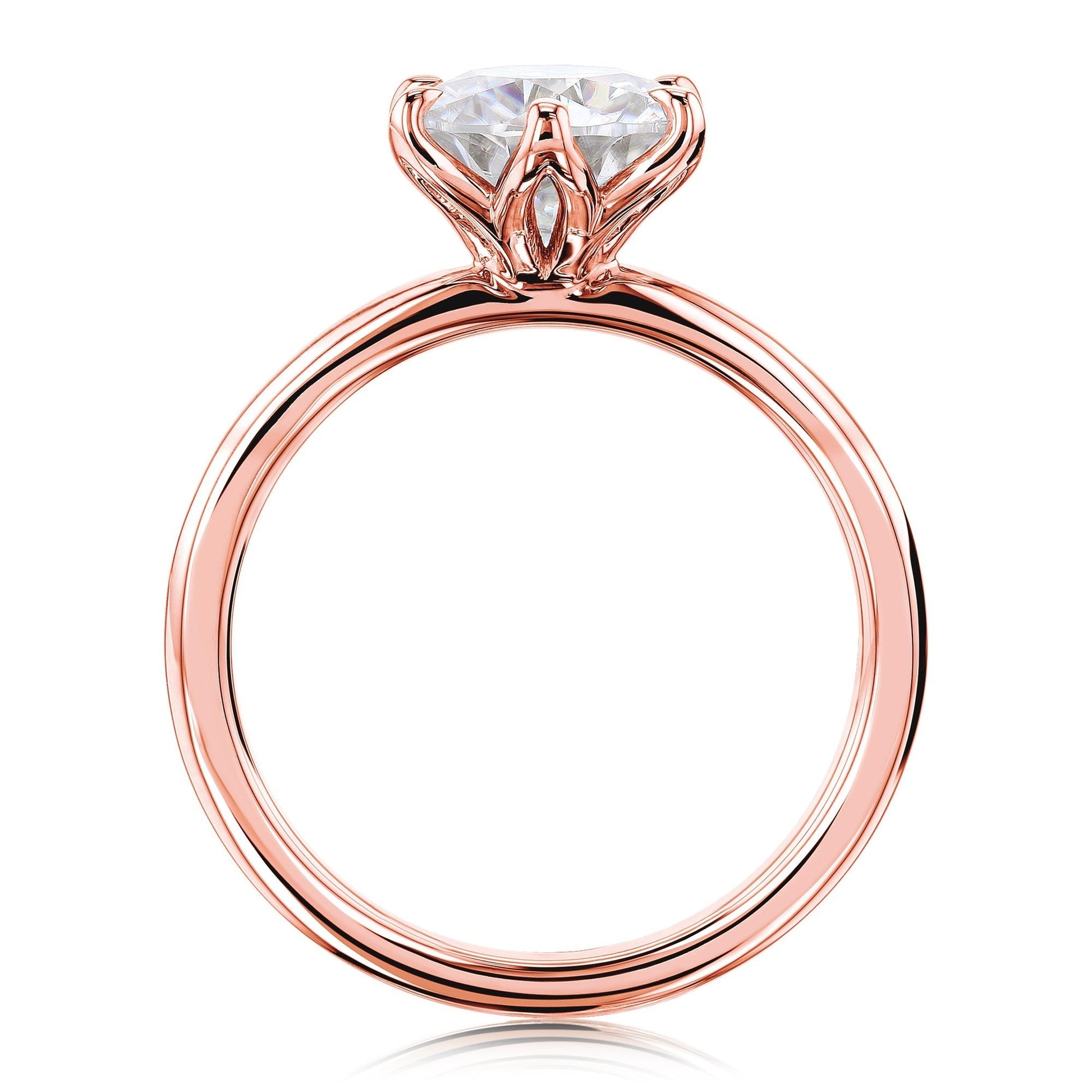 Kobelli 6-Prong Solitaire Plain Solid Gold Band Floating Tulip Setting Engagement Ring