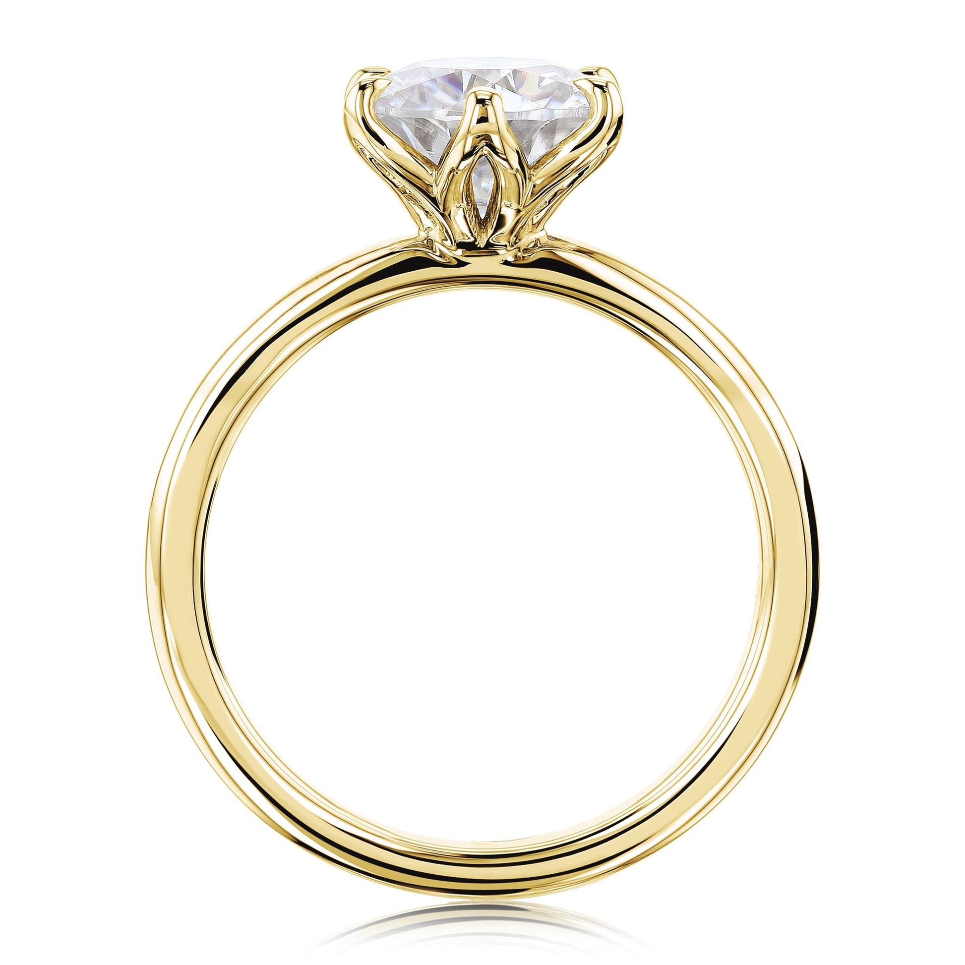 Kobelli 6-Prong Solitaire Plain Solid Gold Band Floating Tulip Setting Engagement Ring