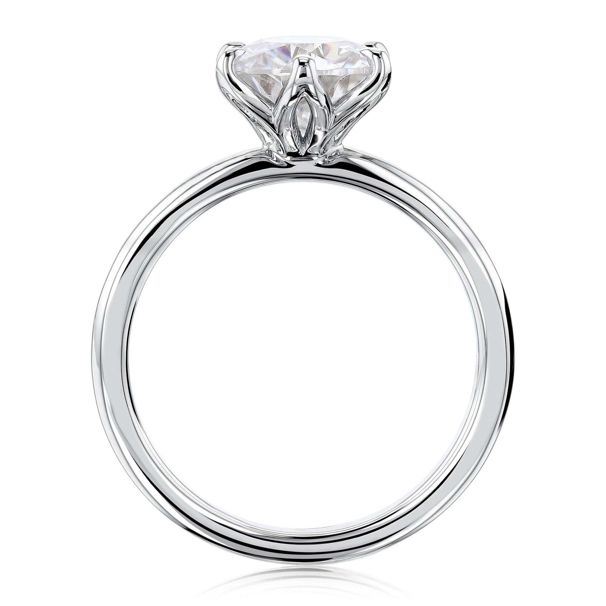 Kobelli 6-Prong Solitaire Plain Solid Gold Band Floating Tulip Setting Engagement Ring