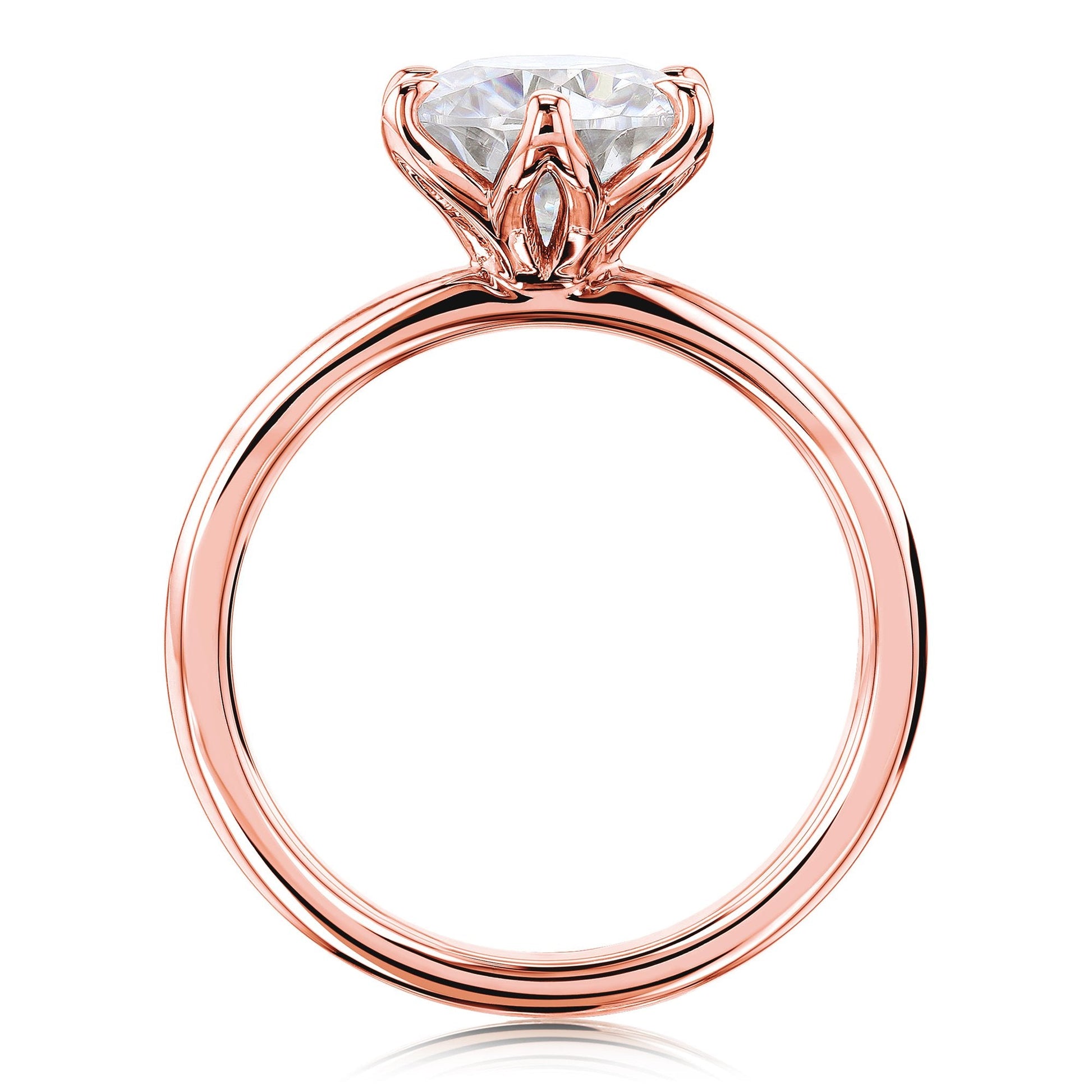 Kobelli 6-Prong Solitaire Plain Solid Gold Band Floating Tulip Setting Engagement Ring