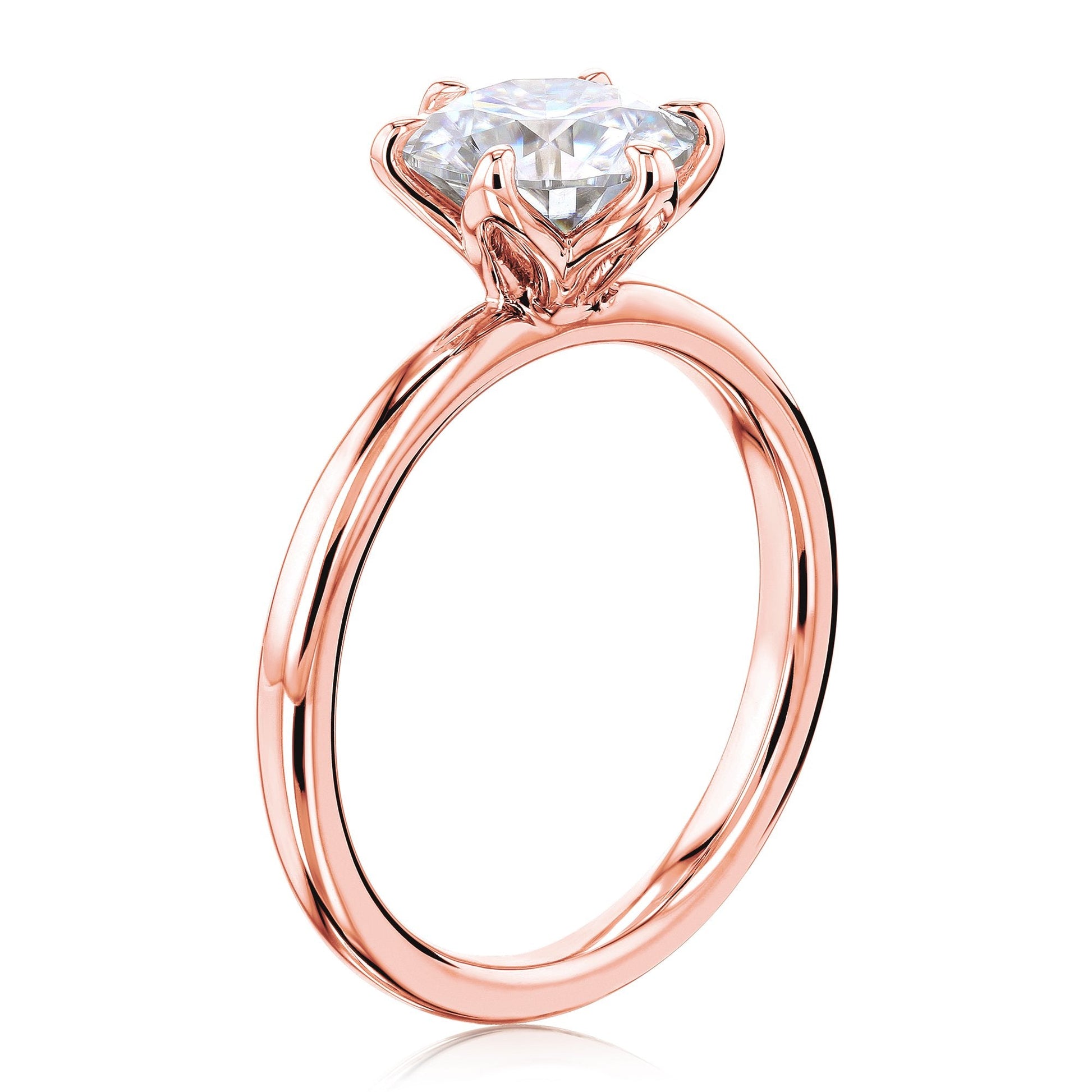 Kobelli 6-Prong Solitaire Plain Solid Gold Band Floating Tulip Setting Engagement Ring