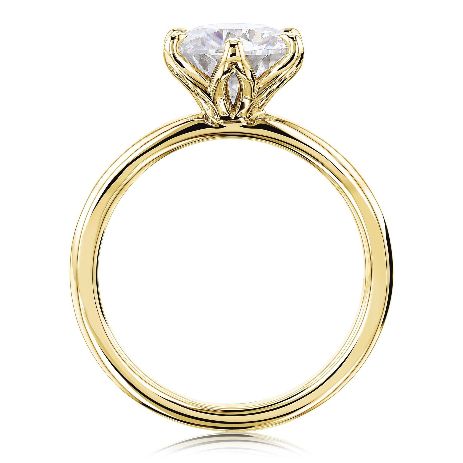 Kobelli 6-Prong Solitaire Plain Solid Gold Band Floating Tulip Setting Engagement Ring