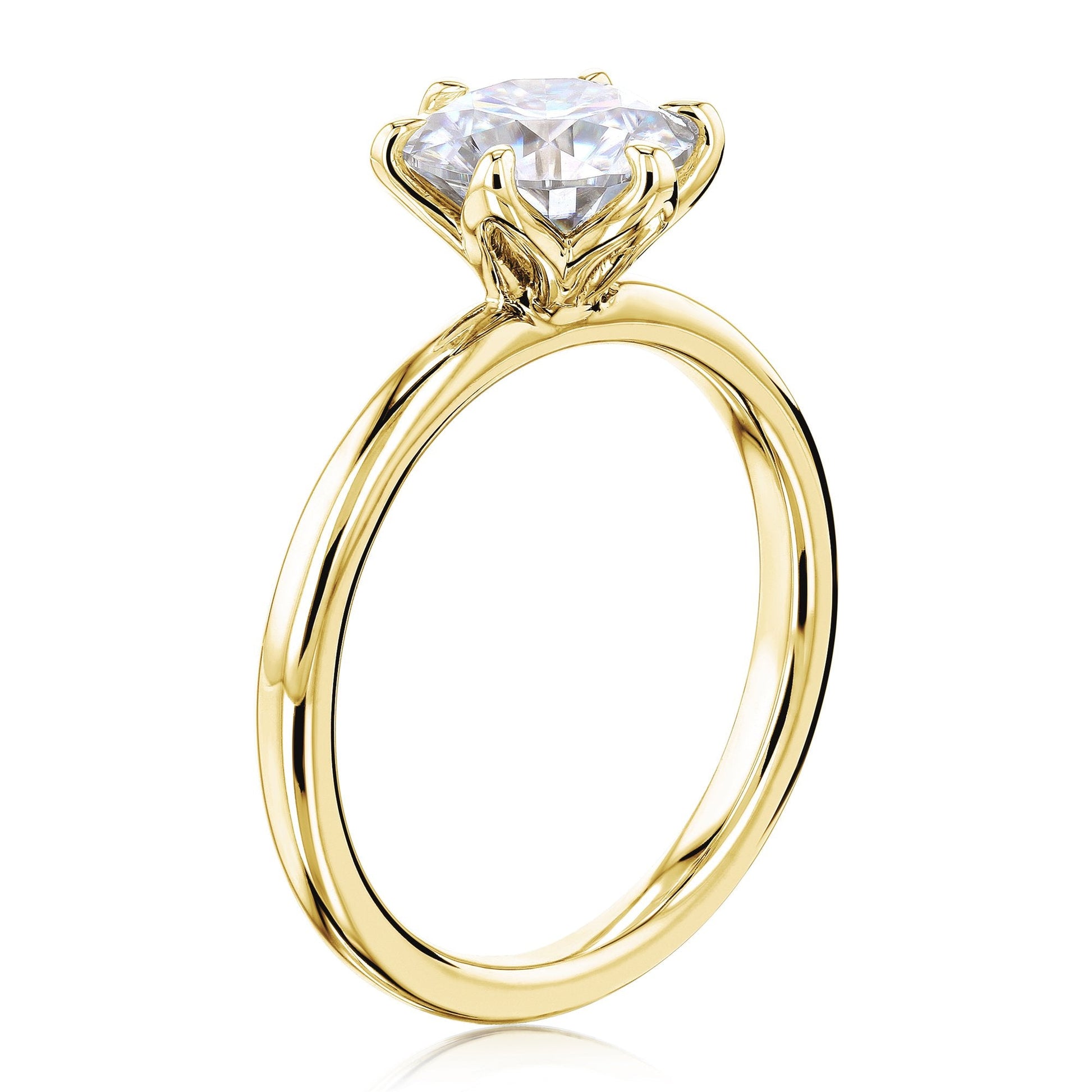 Kobelli 6-Prong Solitaire Plain Solid Gold Band Floating Tulip Setting Engagement Ring