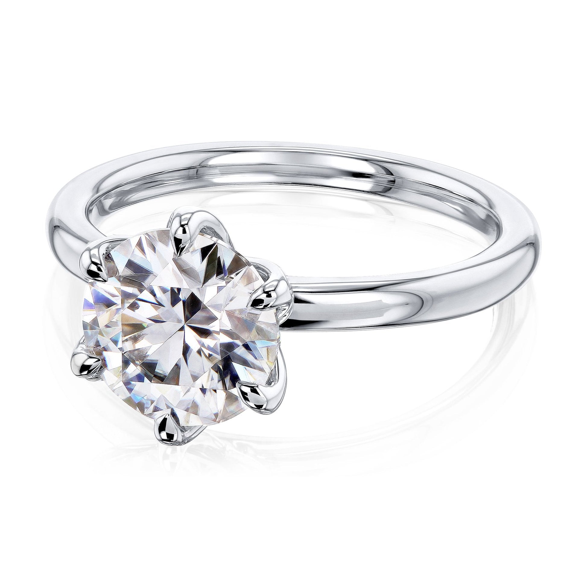 Kobelli 6-Prong Solitaire Plain Solid Gold Band Floating Tulip Setting Engagement Ring